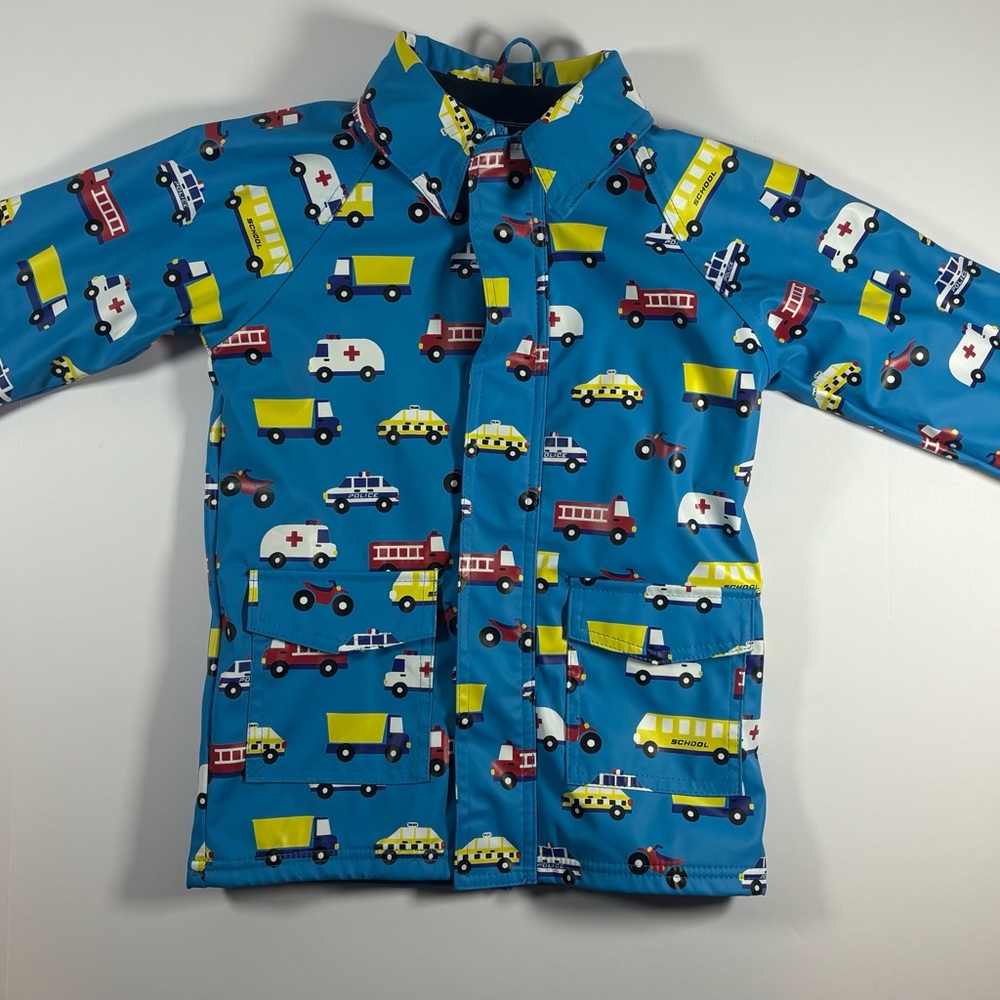 Korango Kids Rain Coat Jacket 6Y Blue Waterproof Emergency Vehicles